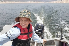 My great grandson Rilee learning to drive the tinny at Copeton Dam.