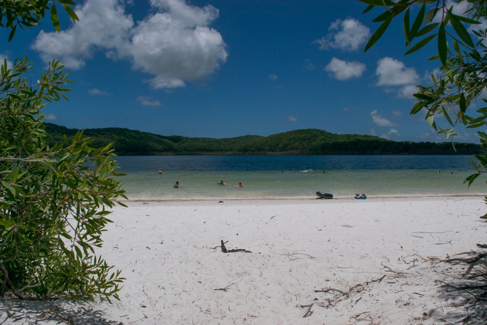 People Swimming in the Lake at Fraser Island