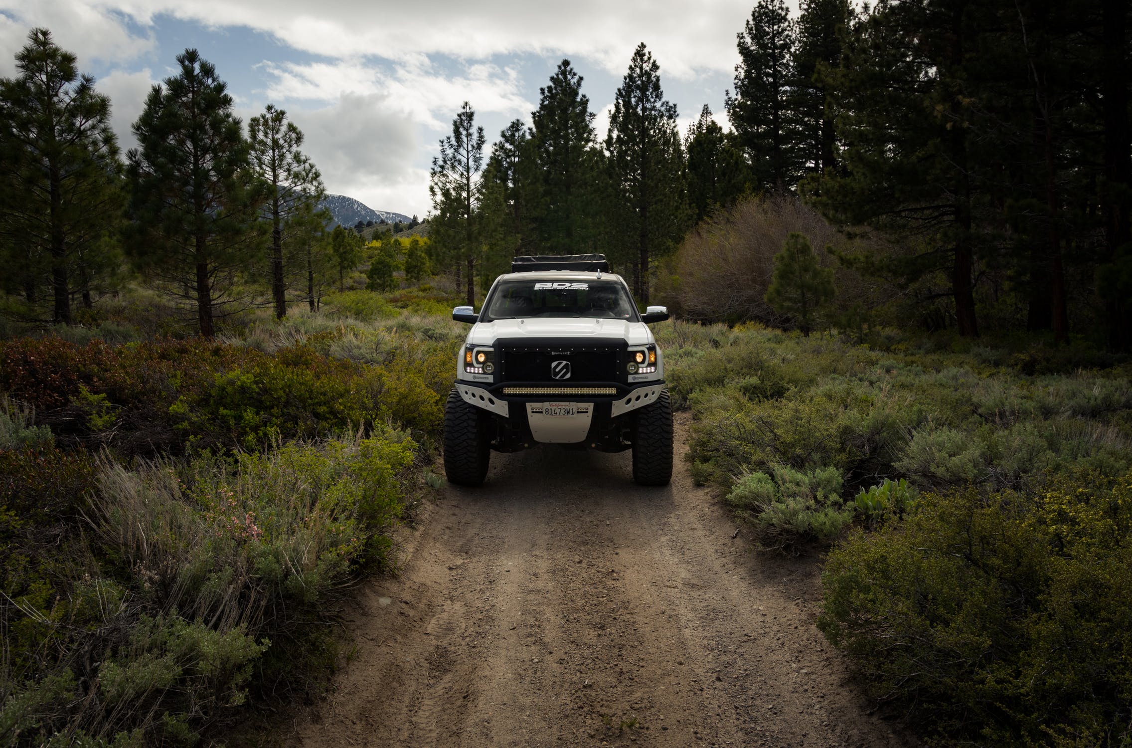 White 4wd heading out on an off-road journey