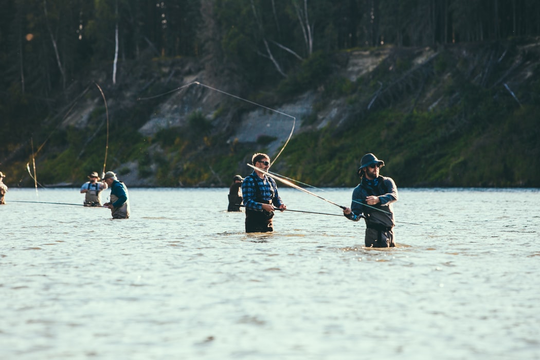 Group of men on a wade fishing adventure