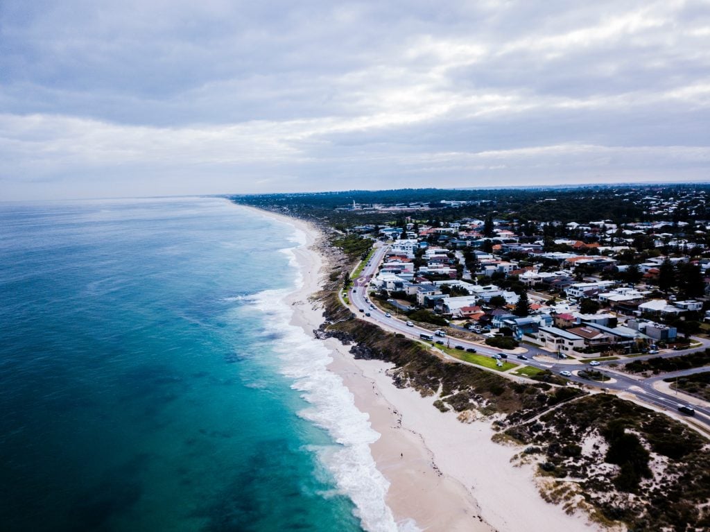 Arial view of Cottesloe, Perth